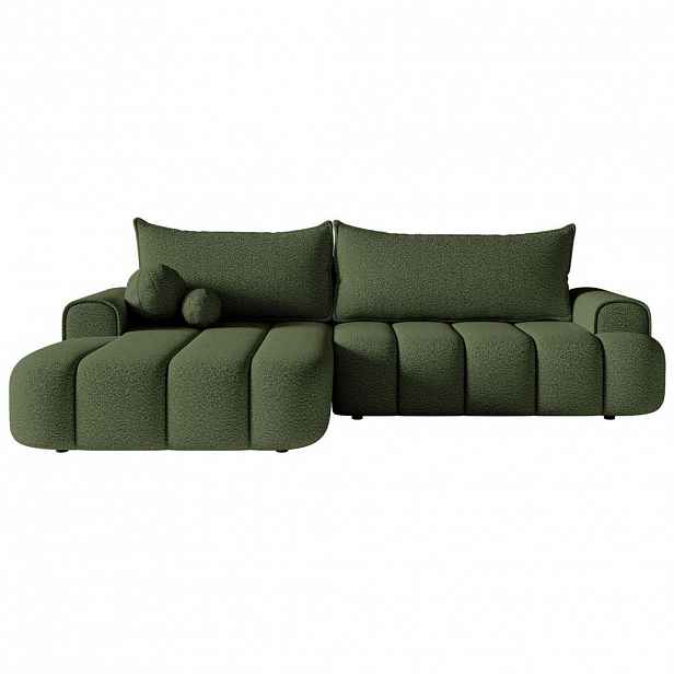 Selsey ROHOVÁ POHOVKA Dandelino khaki, s potahem bouclé, levá