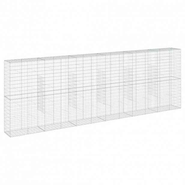 vidaXL Gabionový koš s víkem 600 x 50 x 200 cm pozinkované železo