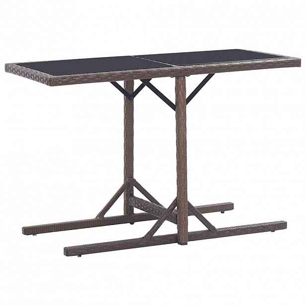 vidaXL Zahradní stůl hnědý 110 x 53 x 72 cm sklo a polyratan