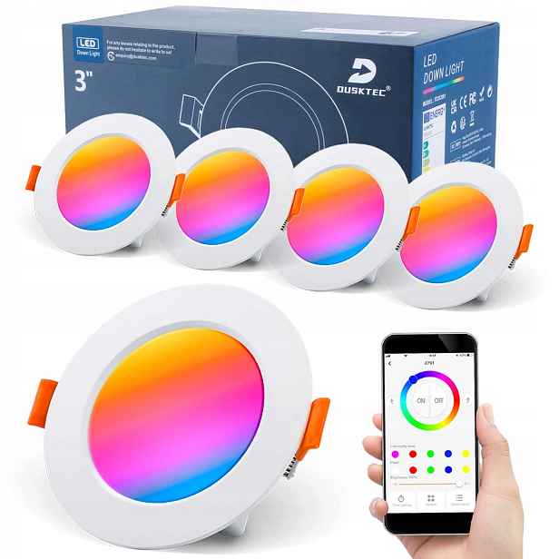 Halogenové Led stropní svítidlo Dusktec Rgbww 10W Bluetooth Alexa IP44 4 kusů