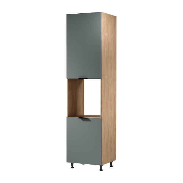 Kuchyňská skříň na vestavnou troubu SALERNO - šířka 60 cm, dub / zelená, levé provedení