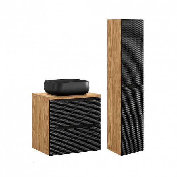 Petits-meubles KOUPELNOVÝ NÁBYTEK 60cm Elora 2er-Set Černá a dřevěná