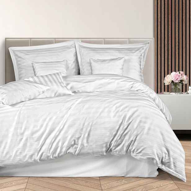 Povlečení z bambusovo-bavlněného saténu Stripe WHITE/140x200 +1x70x80 +2x40x40