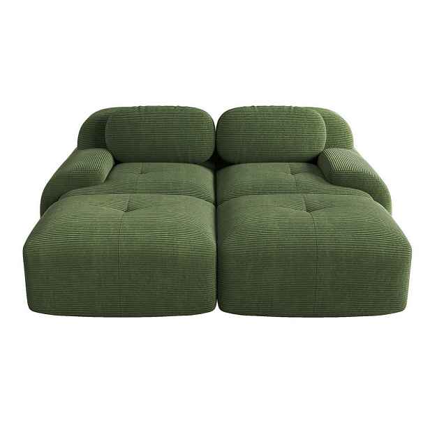 Redom MODULÁRNÍ rohová pohovka 208/178/70 cm, bezrámová, manšestr, protiskluzová a s ergonomickými područkami, Zelená
