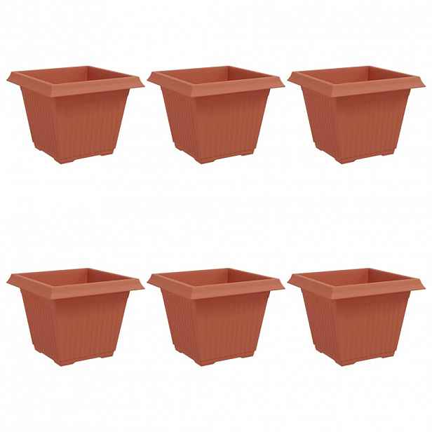 vidaXL Čtvercový květináč 6 ks Cihlově červená 43 x 43 x 33,5 cm Plast