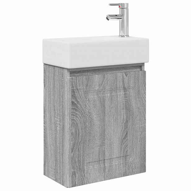 vidaXL Koupelnová skříňka s baterií Šedý Sonoma 45,5 x 22,5 x 84 cm