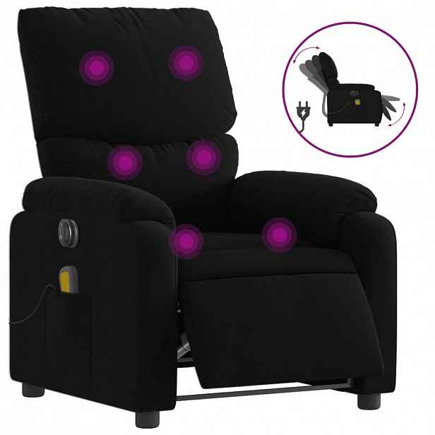 vidaXL Elektrické masážní polohovací křeslo černé textil