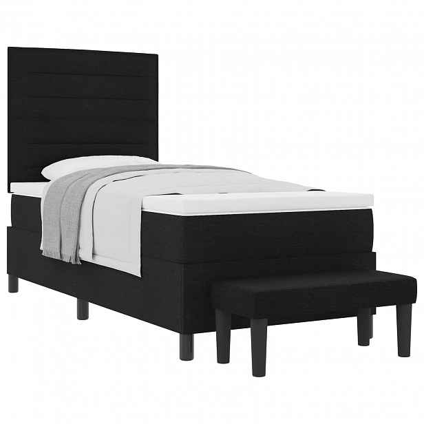 vidaXL Postel s boxspringem s čelo Černá 90 x 190 cm textil