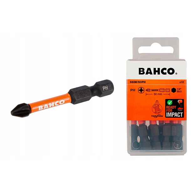 Bahco úderový bit PH3 1/4" – nástavce pro příklepový šroubovák, 10 kusů