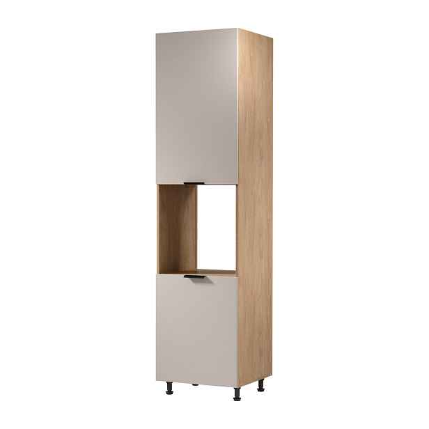 Kuchyňská skříň na vestavnou troubu SALERNO - šířka 60 cm, dub / béžová, levé provedení