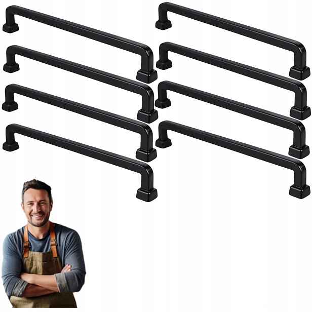 Nábytková Úchytka pro skříňku a zásuvky Tulia 160 mm Černý Mat 8ks