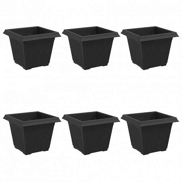 vidaXL Čtvercový květináč 6 ks Černá 20 x 20 x 16 cm Plast