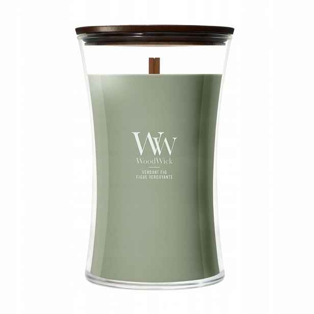 WoodWick Verdant Fig – velká vonná svíčka s dřevěným knotem 610 g