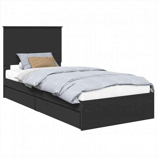 vidaXL Postel s úložným prostorem Černá 90 x 190 cm Kompozitní dřevo