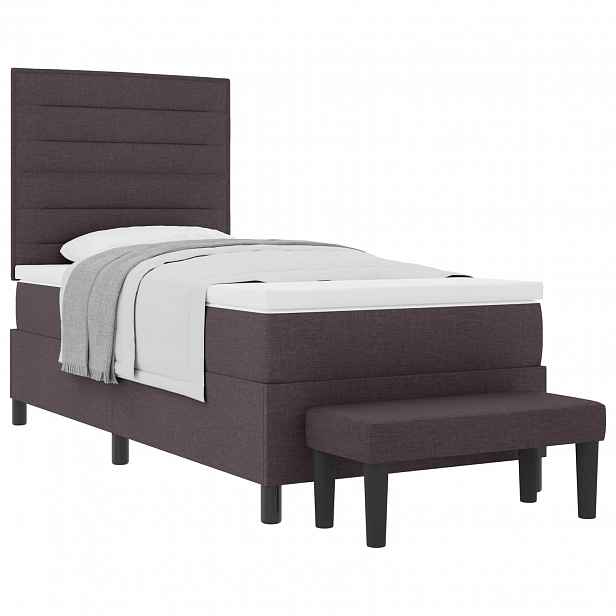 vidaXL Postel s boxspringem s čelo Tmavě hnědá 90 x 190 cm textil