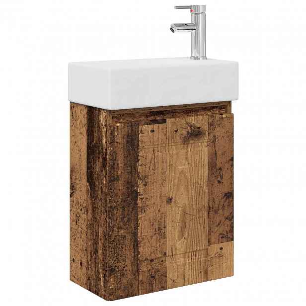vidaXL Koupelnová skříňka s baterií Staré dřevo 45,5 x 22,5 x 84 cm