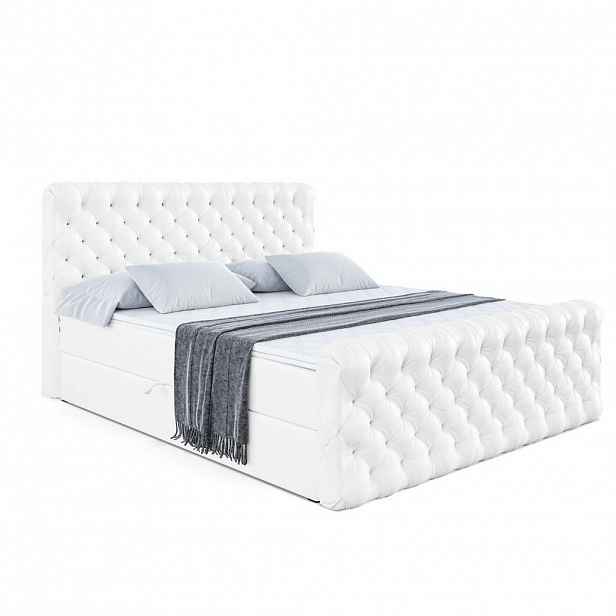 ALTDECOR AMERICKÁ postel BOXI8-Z – 140 × 200 cm – H4 – vysoce lesklá bílá
