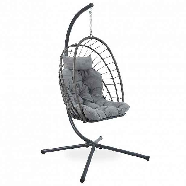 Beautysofa ZÁVĚSNÉ KŘESLO Mykonos se stabilním ocelovým rámem, 109 cm, šedé