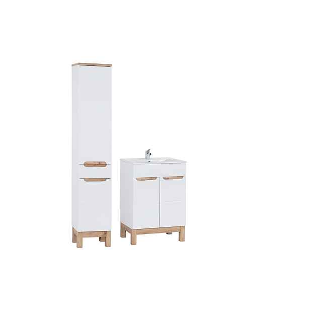 Comad Koupelnová sestava Bali se zápustným umyvadlem a skříňkami 60 cm bílá/dub votan