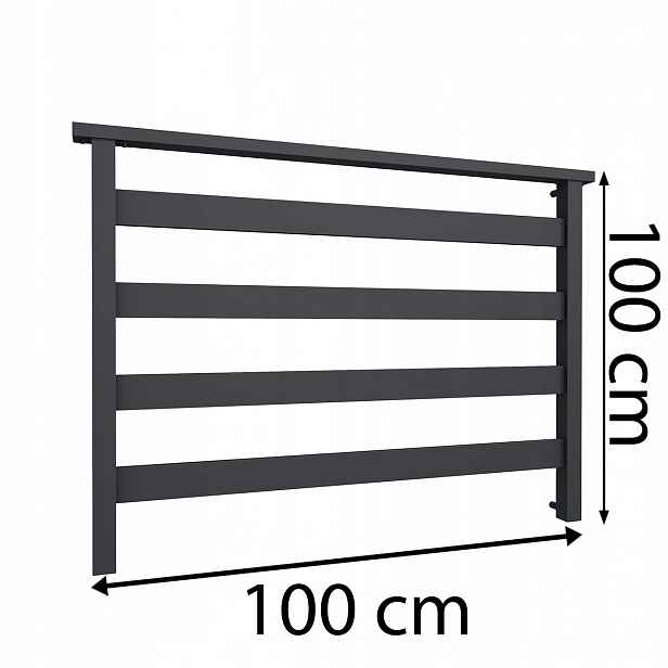 Okenní zábradlí francouzské hliníkové, černé, 100 cm