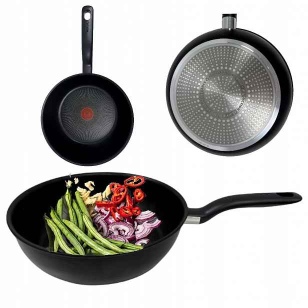 Tefal Wok Hluboká Pánev Na Smažení 26 CM Indukce 2x Titanium Non-stick