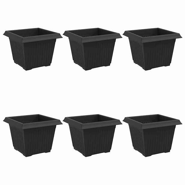 vidaXL Čtvercový květináč 6 ks Černá 23 x 23 x 17,5 cm Plast