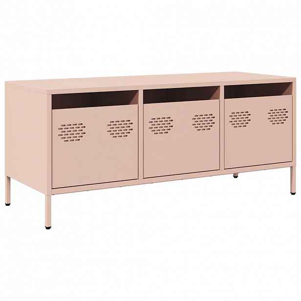 vidaXL TV skříňka růžová 101,5x39x43,5 cm ocel válcovaná za studena