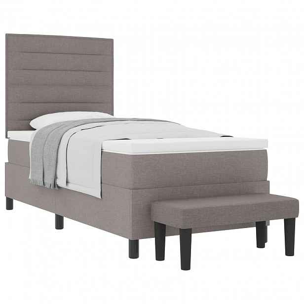 vidaXL Postel s boxspringem s čelo Taupe 90 x 190 cm textil