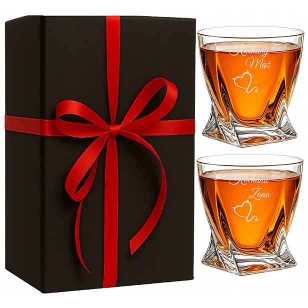 2 Sklenice Křišťál Whisky Grawer Logo Dárek Výročí Svatba Narozeniny