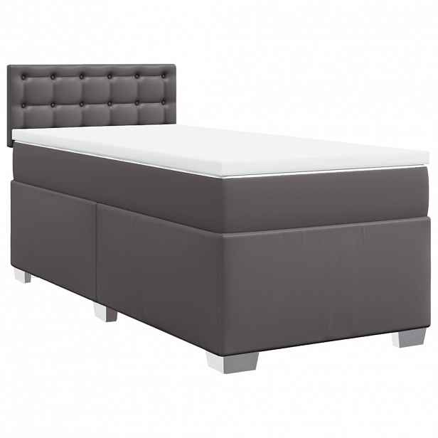 vidaXL Box spring postel s matrací šedá 80 x 200 cm umělá kůže