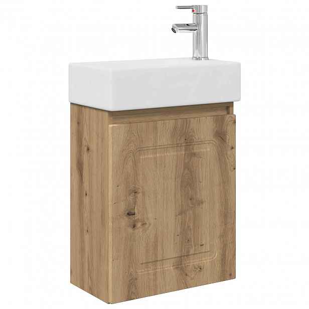 vidaXL Koupelnová skříňka s baterií Dub artisan 45,5 x 22,5 x 84 cm