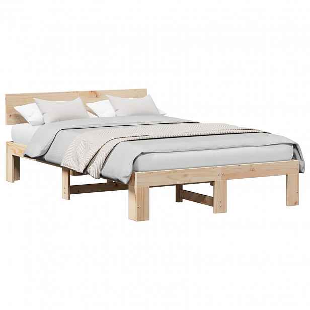 vidaXL Rám postele s čelo Přírodní 120 x 190 cm Masivní borové dřevo