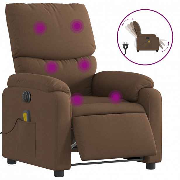 vidaXL Elektrické masážní polohovací křeslo hnědé textil