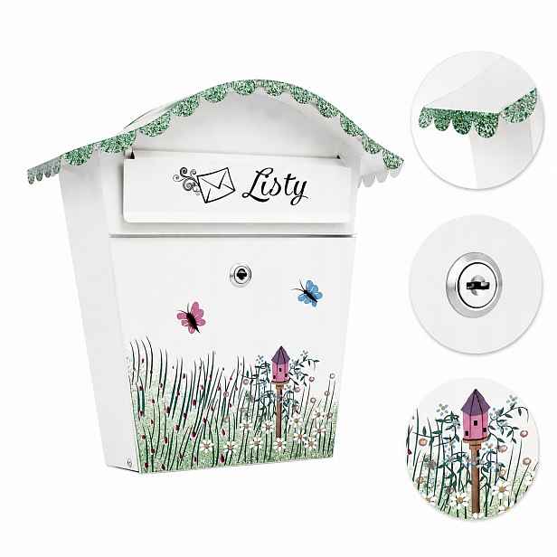 Poštovní Schránka Ručně Malovaná, Motýl, Motýli, Uzamykatelná Stříška