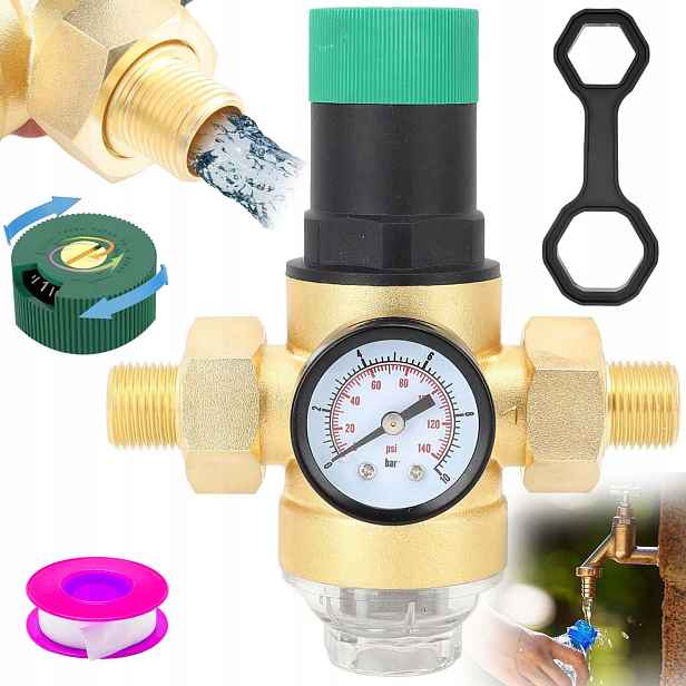 Reduktor Tlaku Vody S Manometrem Regulátor DN20 3/4'' Vhodný Kohoutek