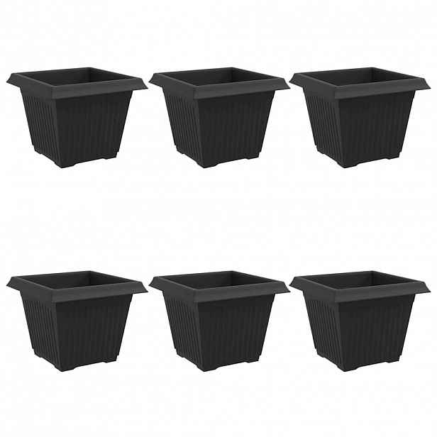 vidaXL Čtvercový květináč 6 ks Černá 28,5 x 28,5 x 22 cm Plast