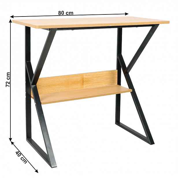 Pracovní stůl s policí TARCAL buk / černá Tempo Kondela 80x40 cm