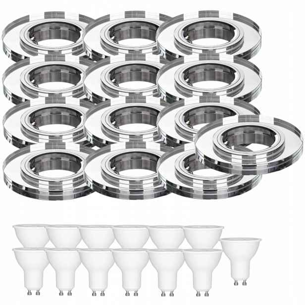 13 x Skleněná Stropní Lampa Zapuštěná Do Stropu Křišťál 7W Led Žárovky