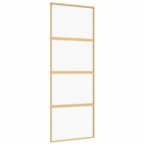 vidaXL Posuvné dveře zlaté 76 x 205 cm čiré ESG sklo a hliník