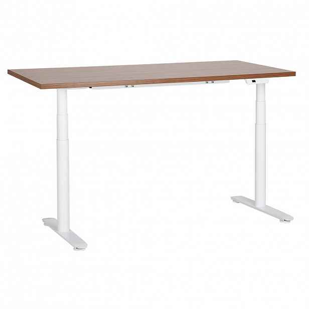 Beliani PSACÍ STŮL hnědobílý 160/72 cm elektrický výškově nastavitelný Destin IV