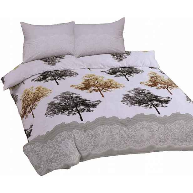 Povlečení 220x200 deSATIN Ranforce R20 Stromy Šedozlaté