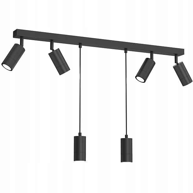 Stropní svítidlo se 4 reflektory a 2 závěsnými ozdobnými lištami, černá, 90 cm Luminex