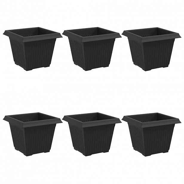 vidaXL Čtvercový květináč 6 ks Černá 33 x 33 x 26 cm Plast