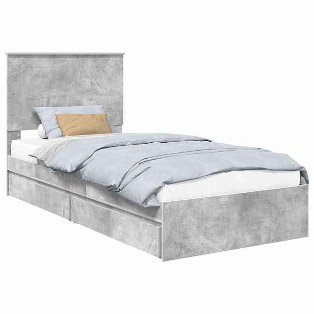 vidaXL Postel s úložným prostorem Betonově šedá 90 x 190 cm