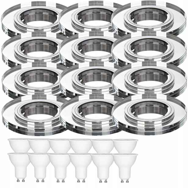 12x Skleněná Stropní Lampa Zapuštěná Do Stropu Křišťál 7W Led Žárovky