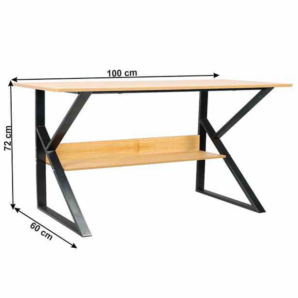 Pracovní stůl s policí TARCAL buk / černá Tempo Kondela 100x60 cm