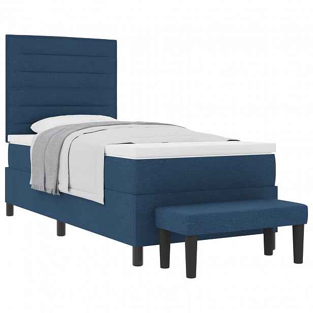 vidaXL Postel s boxspringem s čelo Modrá 90 x 190 cm textil