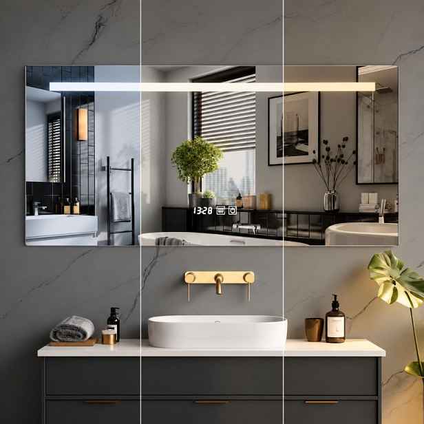 Koupelnové LED zrcadlo 90 × 70 cm s odmlžováním