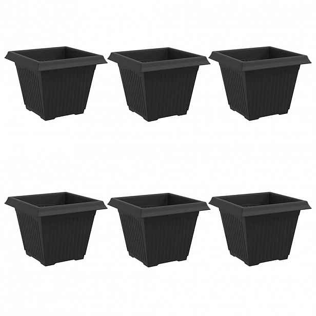 vidaXL Čtvercový květináč 6 ks Černá 38 x 38 x 30 cm Plast