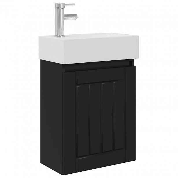 vidaXL Koupelnová skříňka s baterií Černá 45,5 x 25,5 x 84 cm